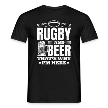 Le rugby et la bière, c’est pour ça que je suis là - Rugby - T-shirt homme - noir - Devant - AI Model Male 178 light (178cm)