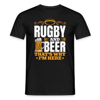 Le rugby et la bière, c’est pour ça que je suis là - Citation de Rugby - T-shirt homme - noir - Devant - AI Model Male 178 light (178cm)