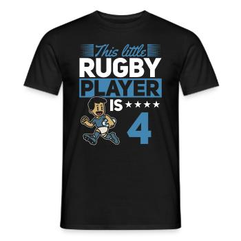 4th Birthday Kids Rugby Player - Men's T-Shirt - black - Front - AI Model Male 178 light (178cm)