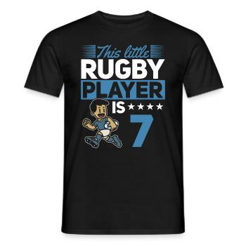 7th Birthday Kids Rugby Player - Men's T-Shirt - black - Front - AI Model Male 178 light (178cm)