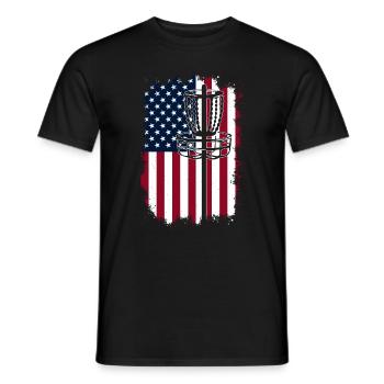 Disc Golf Drapeau des États-Unis Drapeau Panier à disques Drapeau des États-Unis Disque Go - T-shirt homme - noir - Devant - AI Model Male 178 light (178cm)