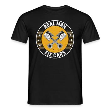 Real men fix cars - Auto Mechanic Car Mechanic - Männer T-Shirt - Schwarz - Vorne - AI Model Male 178 light (178cm)