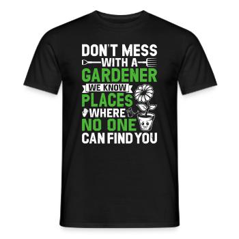 Ne plaisantez pas avec un jardinier - Jardinier amateur drôle - T-shirt homme - noir - Devant - AI Model Male 178 light (178cm)