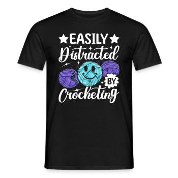 Crochet au crochet - Facilement distrait par le crochet - T-shirt homme - noir - Devant - AI Model Male 178 light (178cm)
