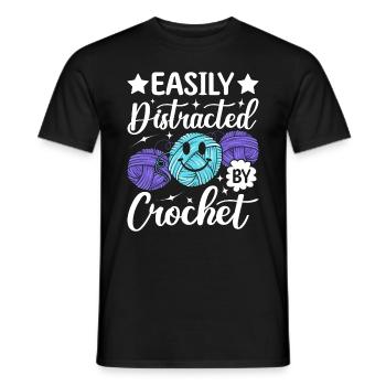 Drôle de dicton au crochet - facilement distrait par Croche - T-shirt homme - noir - Devant - AI Model Male 178 light (178cm)