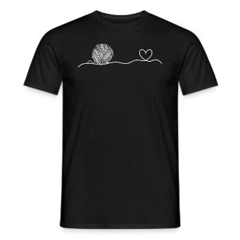 Yarn Ball Heartbeat Crochet Heartbeat - Men's T-Shirt - black - Front - AI Model Male 178 light (178cm)