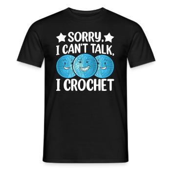 Dictons de crochet drôles - Désolé je ne peux pas parler je croche - T-shirt homme - noir - Devant - AI Model Male 178 light (178cm)