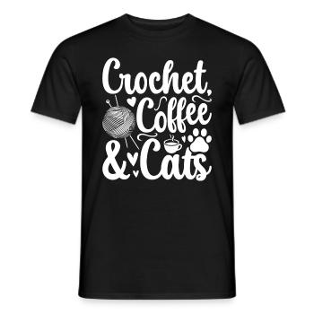 Crochet café & chats - Cat Lover Crocheter - T-shirt homme - noir - Devant - AI Model Male 178 light (178cm)