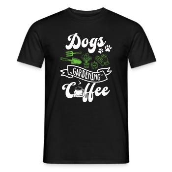 Dogs Gardening Coffee - Hobby Gardener & Cat Lover - Men's T-Shirt - black - Front - AI Model Male 178 light (178cm)
