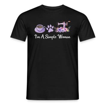 Je suis une femme simple - Amoureuse des chats Amoureuse de la couture Amoureuse de la couture - T-shirt homme - noir - Devant - AI Model Male 178 light (178cm)