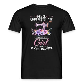 Girl with a sewing machine - Sewing Girls Seamstre - Männer T-Shirt - Schwarz - Vorne - AI Model Male 178 light (178cm)