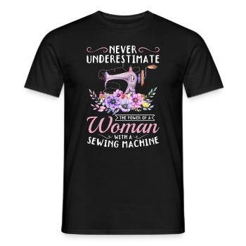 Femme avec une machine à coudre - Sewing Girls Seamstr - T-shirt homme - noir - Devant - AI Model Male 178 light (178cm)
