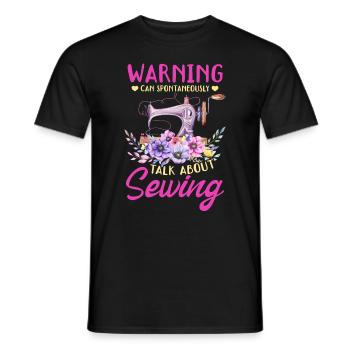 Couture drôle - Avertissement peut parler spontanément - T-shirt homme - noir - Devant - AI Model Male 178 light (178cm)