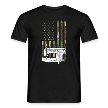 Sewing Camouflage US flag Sewing Machine - Männer T-Shirt - Schwarz - Vorne - AI Model Male 178 light (178cm)