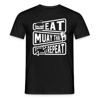 Manger du Muay Thai Repeat - Funny Muay Thai - T-shirt homme - noir - Devant - AI Model Male 178 light (178cm)