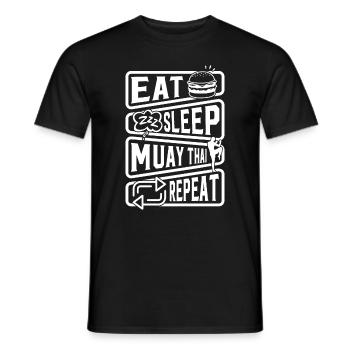 Eat Sleep Muay Thai Repeat - Funny Muay Thai - Männer T-Shirt - Schwarz - Vorne - AI Model Male 178 light (178cm)