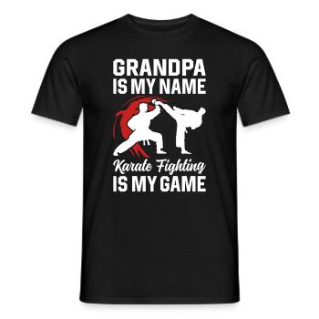 Grandpa is my name Karate fighting is my game - Ka - Men's T-Shirt - black - Front - AI Model Male 178 light (178cm)