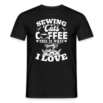 Sewing Cats Coffee This Is What I Love - Seamstres - Men's T-Shirt - black - Front - AI Model Male 178 light (178cm)