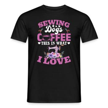 Sewing Dogs Coffee This Is What I Love - Sewing Se - Men's T-Shirt - black - Front - AI Model Male 178 light (178cm)