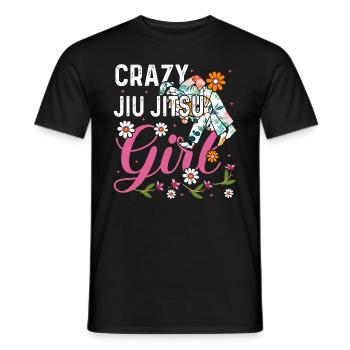 Crazy Jiu Jitsu Girl - Funny Brazilian Jiu Jitsu G - Men's T-Shirt - black - Front - AI Model Male 178 light (178cm)
