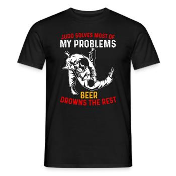 Judo solves most of my problems beer drowns the re - Men's T-Shirt - black - Front - AI Model Male 178 light (178cm)