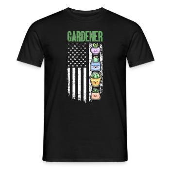 Gardener US Flag - Hobby Gardener - Männer T-Shirt - Schwarz - Vorne - AI Model Male 178 light (178cm)