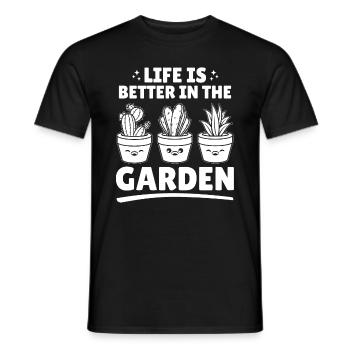 Life is better in the garden - Funny Gardening Say - Men's T-Shirt - black - Front - AI Model Male 178 light (178cm)