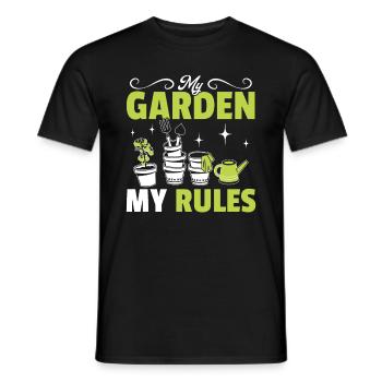 Funny Gardening Hobby Gardener - My Garden my rule - Men's T-Shirt - black - Front - AI Model Male 178 light (178cm)