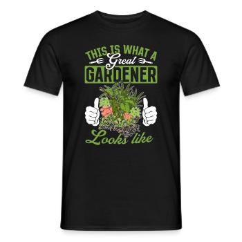 This is what a great gardener looks like - Funny G - Men's T-Shirt - black - Front - AI Model Male 178 light (178cm)