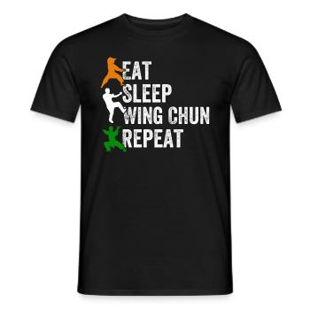 Manger Dormir Wing Chun Répéter - Wing Chun Drôle - T-shirt homme - noir - Devant - AI Model Male 178 light (178cm)