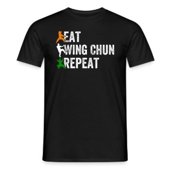 Manger Wing Chun Repeat - Wing Chun drôle - T-shirt homme - noir - Devant - AI Model Male 178 light (178cm)