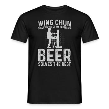 Wing Chun solves most of my problems, beer solves - Men's T-Shirt - black - Front - AI Model Male 178 light (178cm)