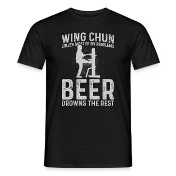 Wing Chun solves most of my problems, beer drowns - Men's T-Shirt - black - Front - AI Model Male 178 light (178cm)