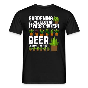 Gardening solves most of my problems beer drowns t - Men's T-Shirt - black - Front - AI Model Male 178 light (178cm)