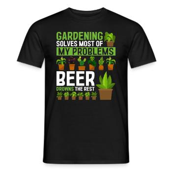 Gardening solves most of my problems beer drowns t - Men's T-Shirt - black - Front - AI Model Male 178 light (178cm)