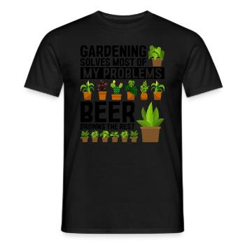 Gardening solves most of my problems beer drowns t - Men's T-Shirt - black - Front - AI Model Male 178 light (178cm)