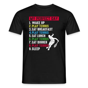 My Perfect Day Tennis Player - Tennis Day Plan - Männer T-Shirt - Schwarz - Vorne - AI Model Male 178 light (178cm)