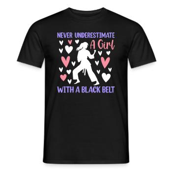 Never underestimate a girl with a black belt - Jud - Men's T-Shirt - black - Front - AI Model Male 178 light (178cm)