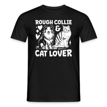 Rough Collie & cat lover - Rough Collie Lover - Men's T-Shirt - black - Front - AI Model Male 178 light (178cm)