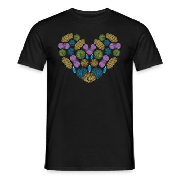 Crocheter Crochet Heart With Crochet Yarn Balls - Men's T-Shirt - black - Front - AI Model Male 178 light (178cm)