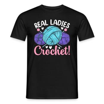 Real ladies crochet - Crocheter Crochet Girls - Männer T-Shirt - Schwarz - Vorne - AI Model Male 178 light (178cm)