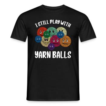 Je joue encore avec des pelotes de laine - Funny Crochet Croch - T-shirt homme - noir - Devant - AI Model Male 178 light (178cm)