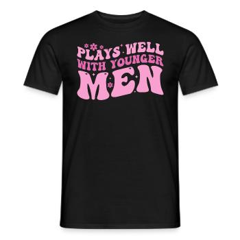 Plays Well With Younger Men - T-shirt homme - noir - Devant - AI Model Male 178 light (178cm)