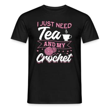 Crochet Lover Crocheting J’ai juste besoin de thé et de mon cr - T-shirt homme - noir - Devant - AI Model Male 178 light (178cm)