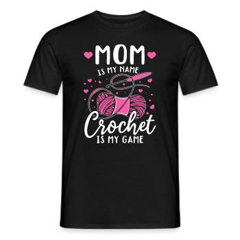 Crochet Maman c’est mon nom Le crochet c’est mon jeu - Croche - T-shirt homme - noir - Devant - AI Model Male 178 light (178cm)