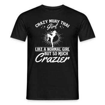 Folle Muay Thai fille Muay Thai Boxe thaïlandaise - T-shirt homme - noir - Devant - AI Model Male 178 light (178cm)