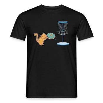Cat Who Plays Disc Golf - Disc Golf Cat - Männer T-Shirt - Schwarz - Vorne - AI Model Male 178 light (178cm)