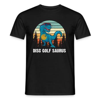 Disc golfeur Saurus - Dino Disc Golf Dinosaure - T-shirt homme - noir - Devant - AI Model Male 178 light (178cm)