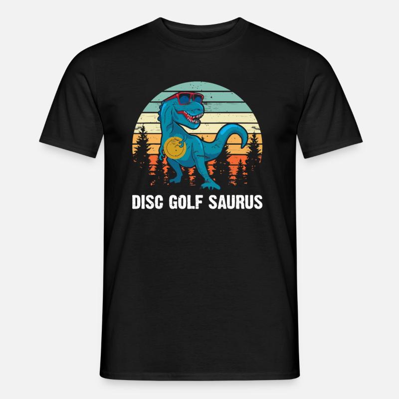 Disc Golfer Saurus - Dino Disc Golf Dinosaur - Männer T-Shirt - Schwarz