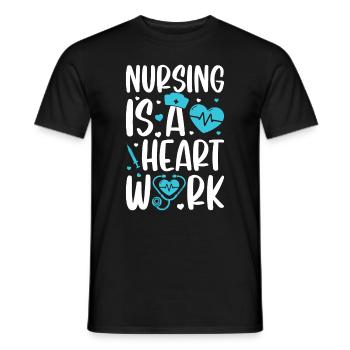 Nursing is a heart work - Hospital Nurse - Men's T-Shirt - black - Front - AI Model Male 178 light (178cm)